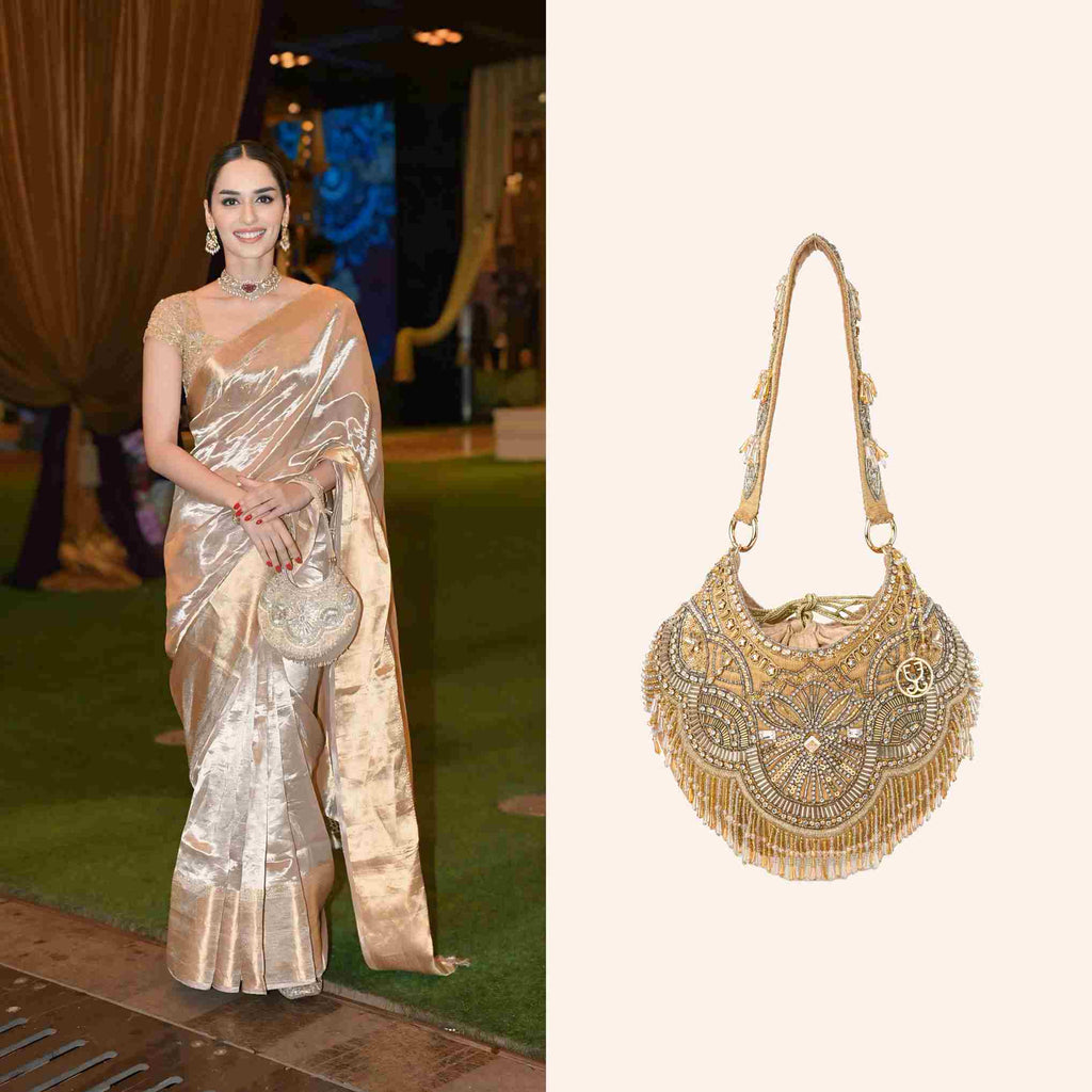 Manushi Chhillar with Bold in Gold Potli (With Embroidered Handle)