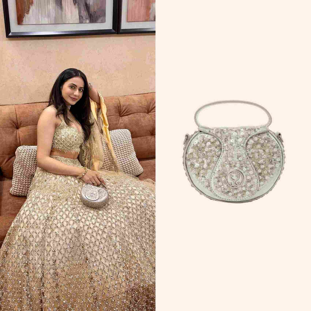 Rakul Preet Singh with The Micro Bag Leather Silver