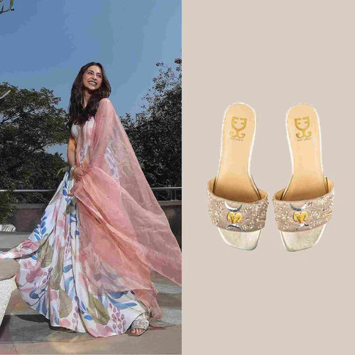 Rakul Preet Singh in Zodiac Sandal Heels - Champagne