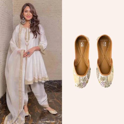 Mrunal Thakur in Vineyard Walks Juttis - Payal Singhal x Fizzy Goblet - Limited Edition